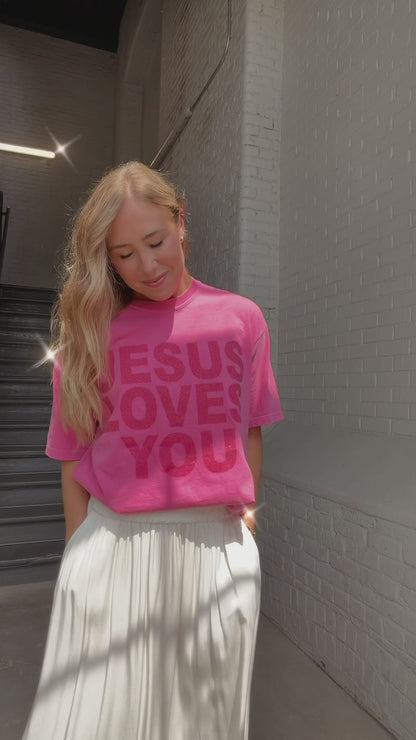 Glitter Jesus Loves You Tee